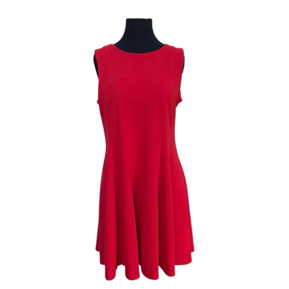 Charlie Paige Red Fit Flare Dress Sleeveless Women L Wedding Guest